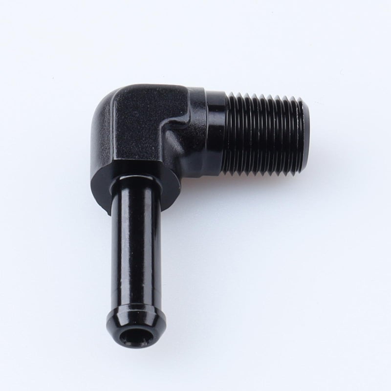 AC PERFORMANCE 1/8" NPT Male to 1/4" Hose Barb Fitting Adapter 90 Degree Aluminum Black Fit for 4AN Push on Hose - Image 3